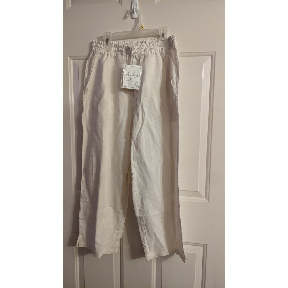 Amazhiyu Linen Cropped Pants, Medium NWT - Picture 4 of 12